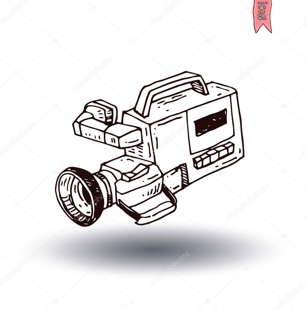 camera icon, hand drawn illustration.   