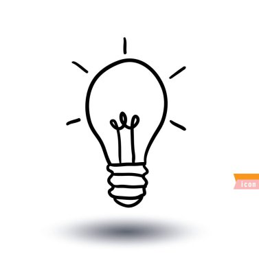 Ampul fikir simgesi, vektör çizimi ayarlama