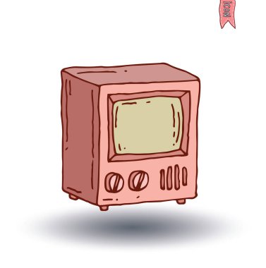 Televizyonlar, vintage ve modern, vektör illüstrasyon
