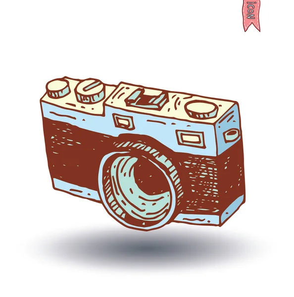 Camerapictogram, hand getekende illustratie. — Stockvector