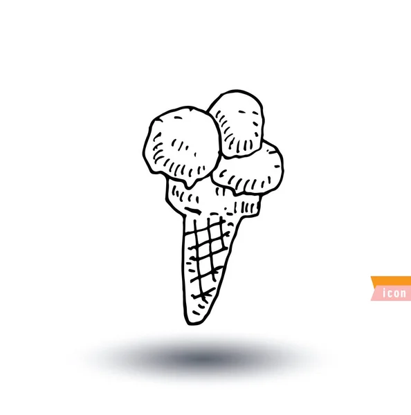 Икона мороженого с конусом, векторная иллюстрация . — стоковый вектор