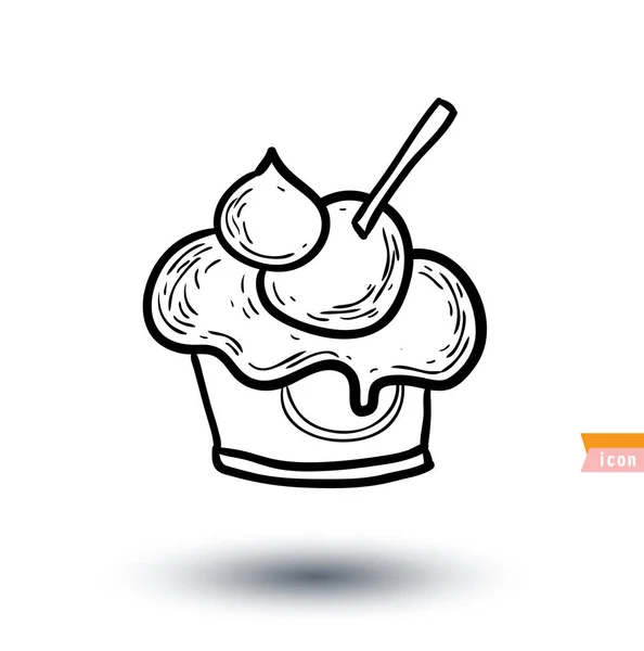 Icône de crème glacée avec cône, illustration vectorielle . — Image vectorielle