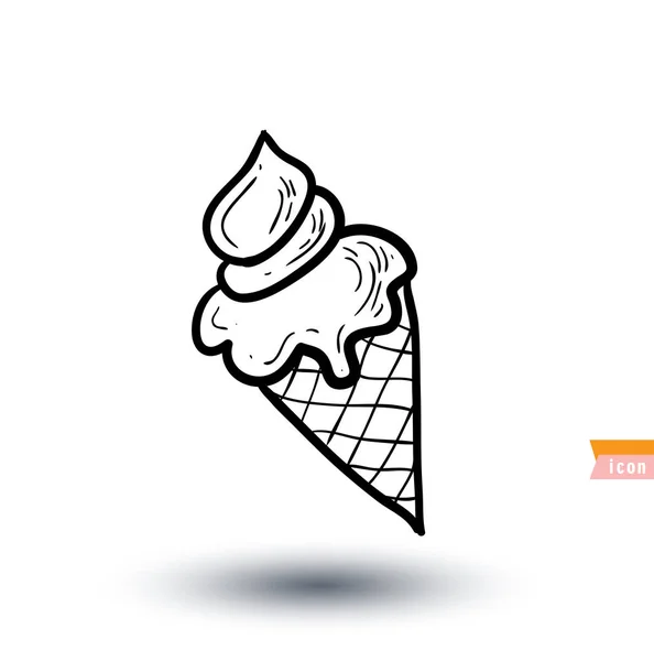 Икона мороженого с конусом, векторная иллюстрация . — стоковый вектор