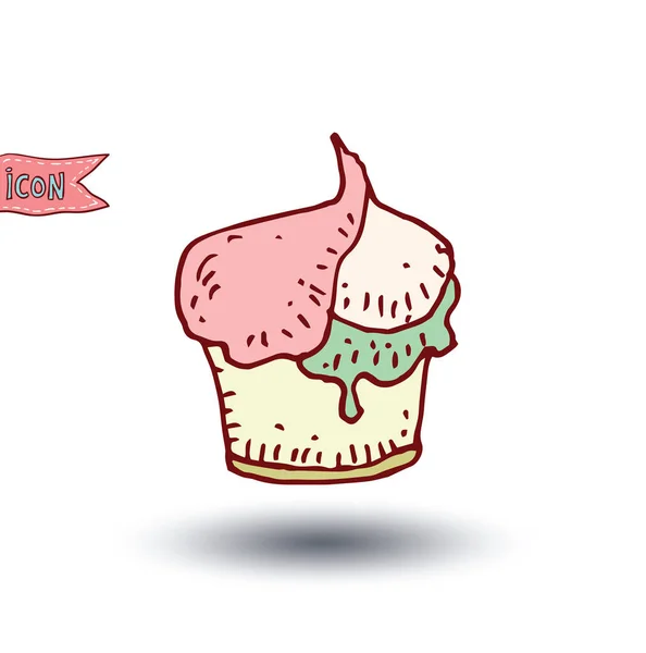 Icono de helado con cono, ilustración vectorial . — Archivo Imágenes Vectoriales