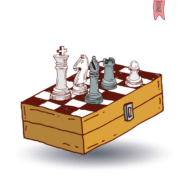 Šachové figurky, kreslené vektorové ilustrace. — Stockový vektor