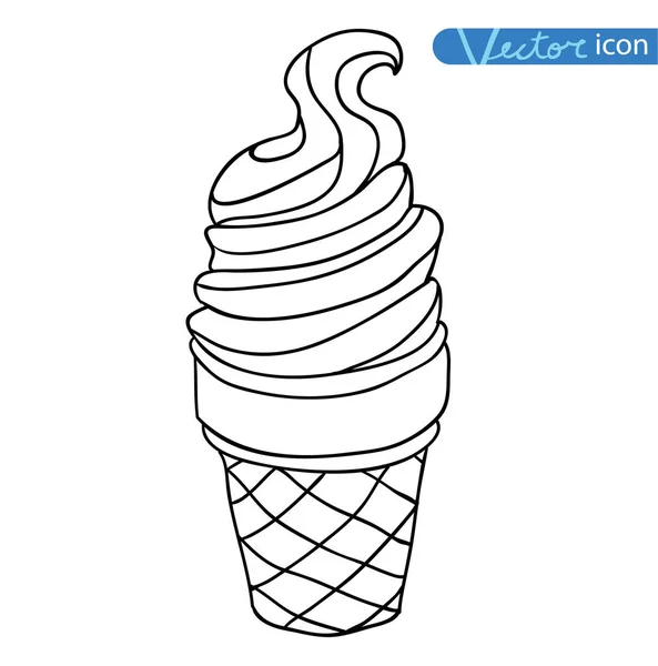 Ícone de sorvete com cone, ilustração vetorial . — Vetor de Stock