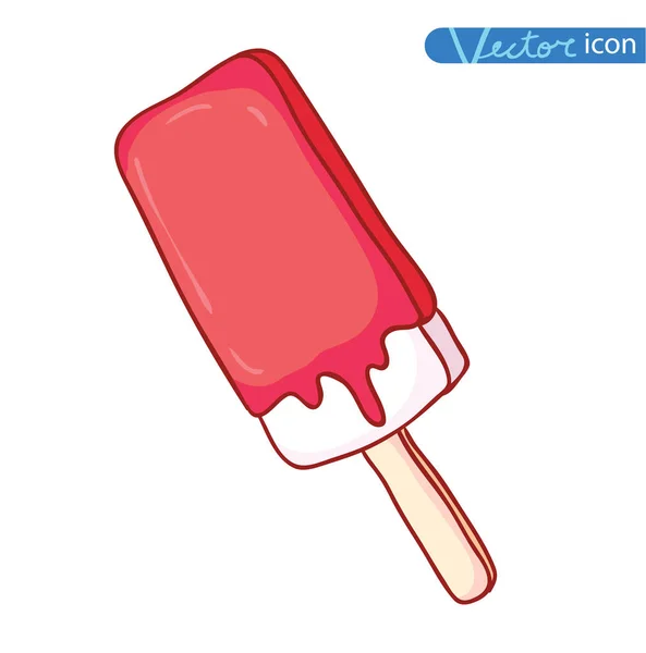 Ícone de sorvete com cone, ilustração vetorial . — Vetor de Stock