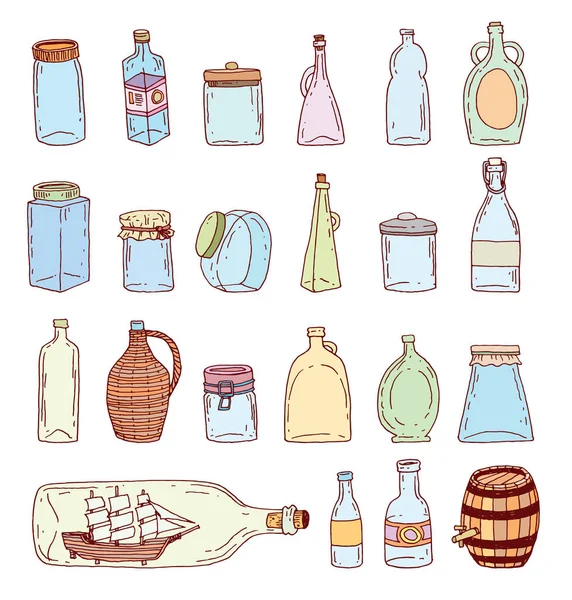 Flaschensatz Doodle, Vektorillustration — Stockfoto