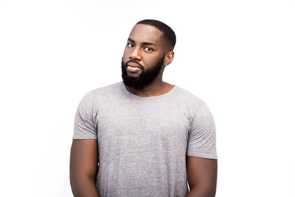 Handsome Black Man Looking Camera Isolated White — Stock Photo, Image