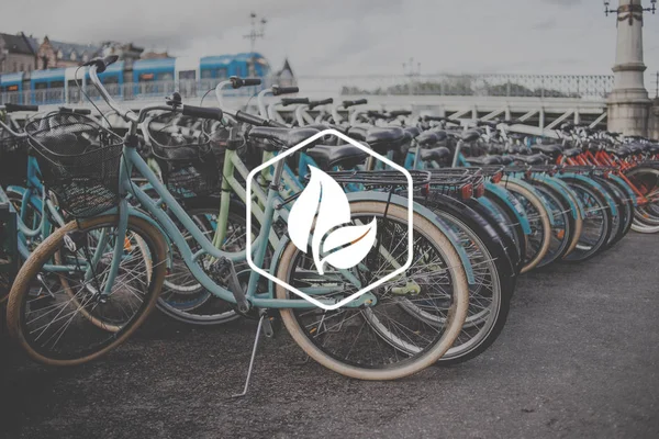Группа Велосипедов Парковке Городе — стоковое фото