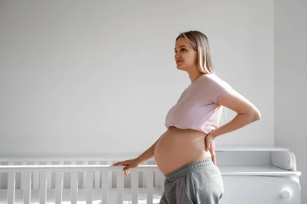 Preparação Para Maternidade Expectativa Parto Abraços Suaves Gravidez Beleza Saúde — Fotografia de Stock