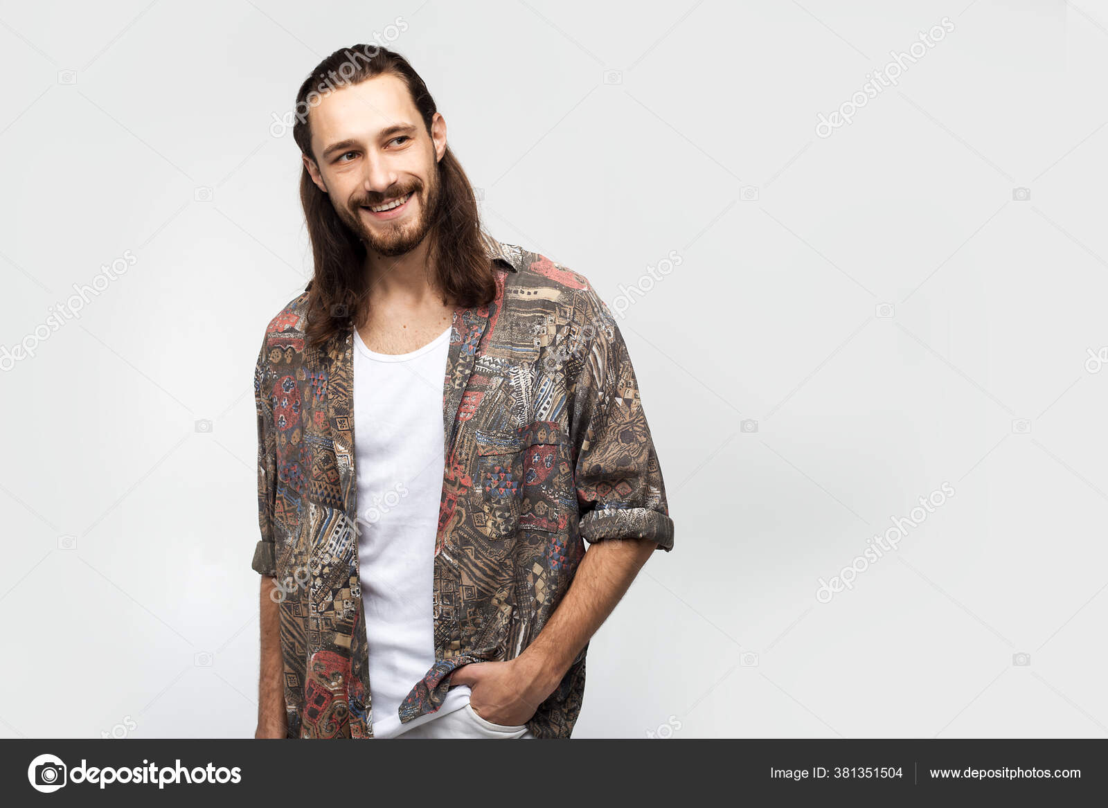 Hippie Man with Long Colourful Hairstyle Stock Image - Image of male, love:  138591179