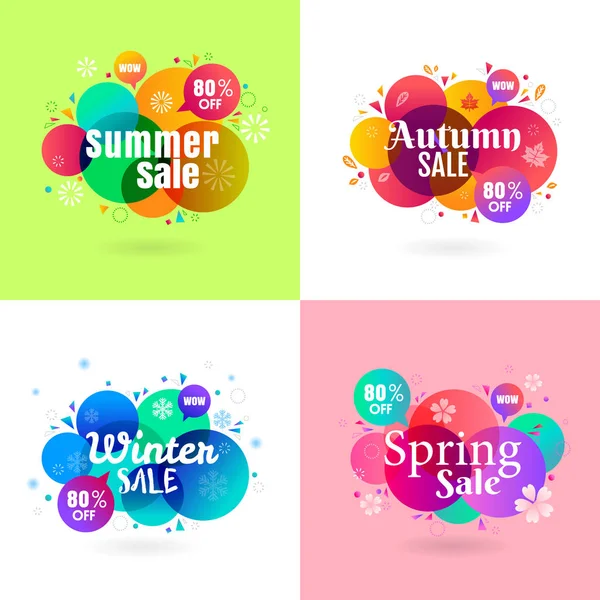 Saison Colorée Vente Label Banner Collection — Image vectorielle