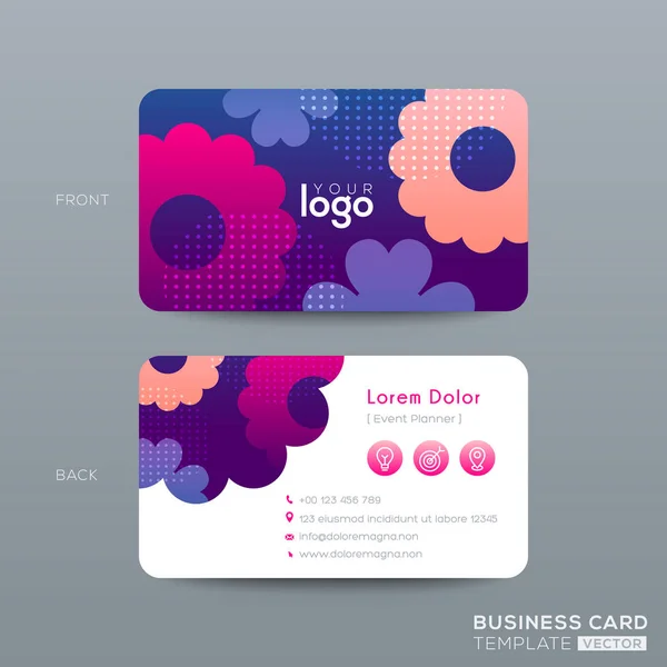 Diseño de tarjetas de visita con vibrante fondo gráfico de color azul rosado — Archivo Imágenes Vectoriales