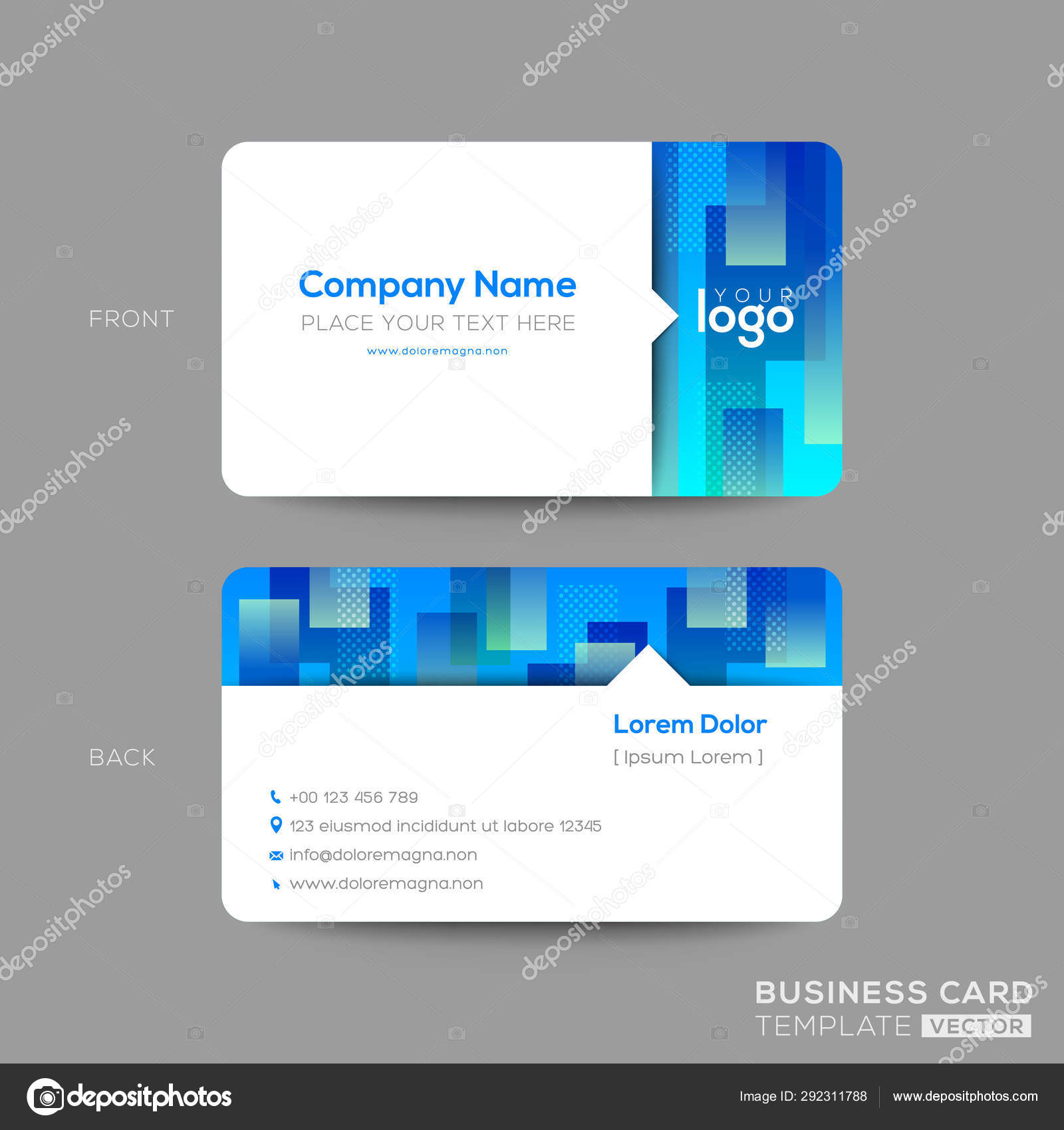 Bule Business Card Stock Template