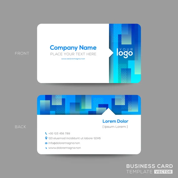 Blue business card, membership card, VIP club card template with abstract rectangle shape graphic element on white background. modern design. — Stock Vector