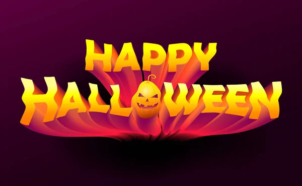 Happy Halloween text lettering on dark background — Stock Vector