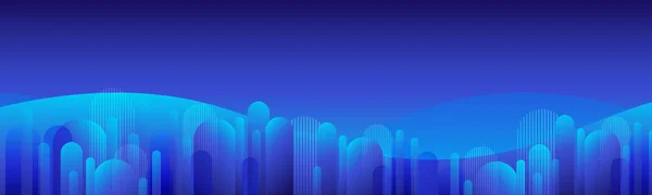 Абстрактный синий фон ночью с цифровой городской ландшафтной тематикой — стоковый вектор