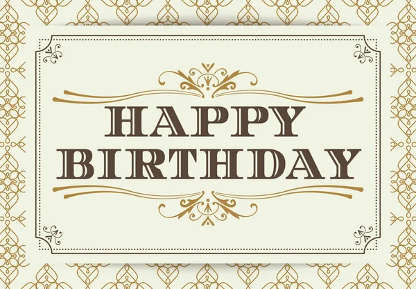 Vintage Happy Birthday typographie bordure et cadre arrière-plan pour carte de vœux, carte d'anniversaire — Image vectorielle