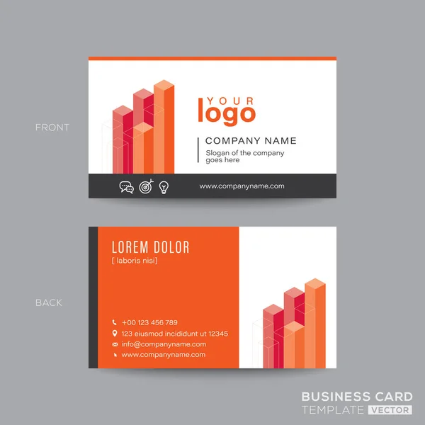 Red, Orange business card design with isometric tube graphic background. Clean and modern name card design template. — Stock Vector