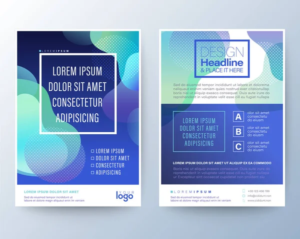 Modern abstrakt Fluid Aqua Blå cirkelform på Gradient Blå bakgrund för broschyr, Flyer, affisch, broschyr, årsredovisning, bokomslag, grafisk design layout mall — Stock vektor