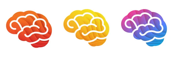 Kolorowa ikona mózgu. Czerwony, żółty, niebieski gradient kolory ilustracja mózg na białym tle. — Wektor stockowy
