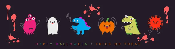 Divertido Diseño Personajes Dibujos Animados Monstruo Halloween Ilustración Vectorial — Vector de stock