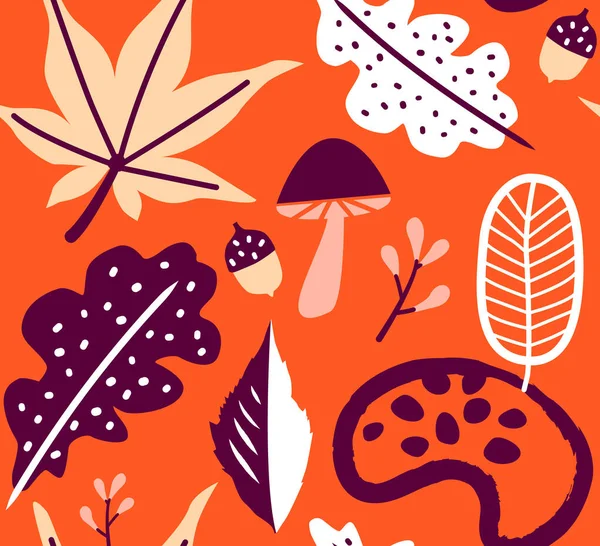 Naadloze Herfst Bladeren Oranje Patroon Achtergrond Vectorillustratie — Stockvector