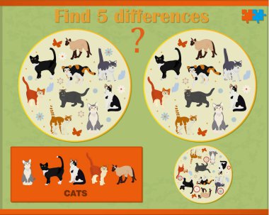 Kedi ile Çocuk oyun farkları bulun