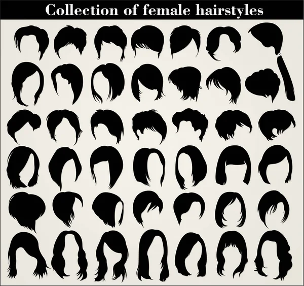 Collection Female Haircuts Hairstyles White Background — Stock Vector