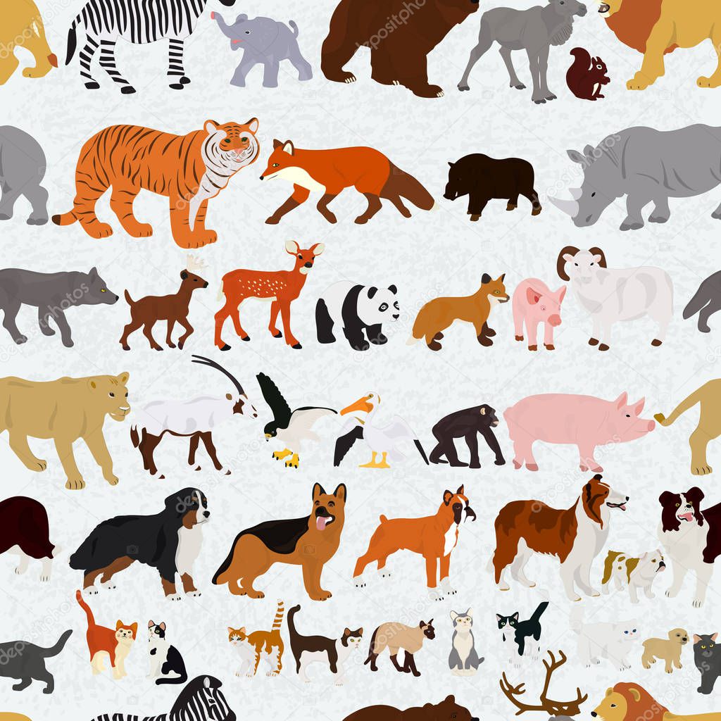 Seamless vector background on a wildlife theme
