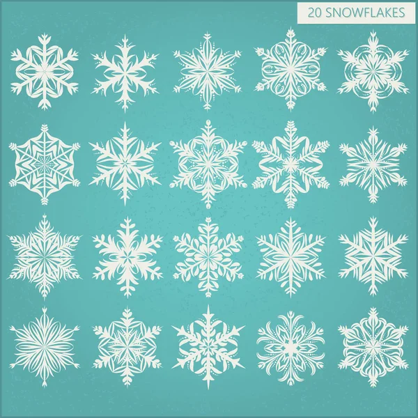 Set Vector Snowflakes Blue Background — Stock Vector
