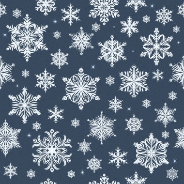 Sorunsuz vektör arka plan koyu mavi zemin üzerine kar taneleri ile