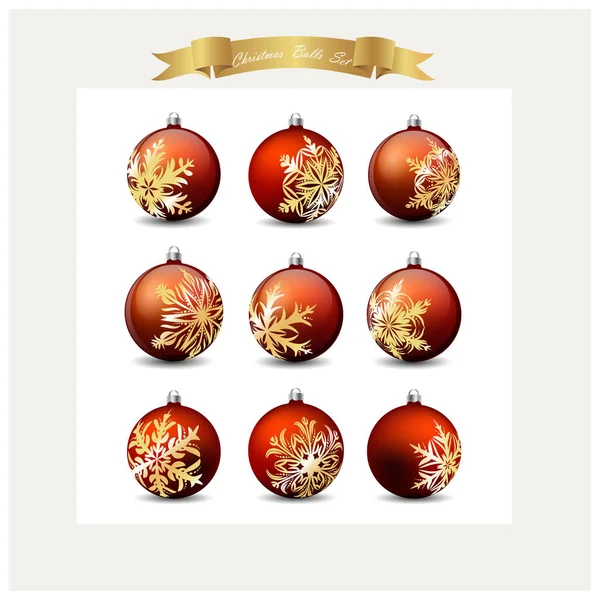 Set of vector Christmas balls on a light gray background