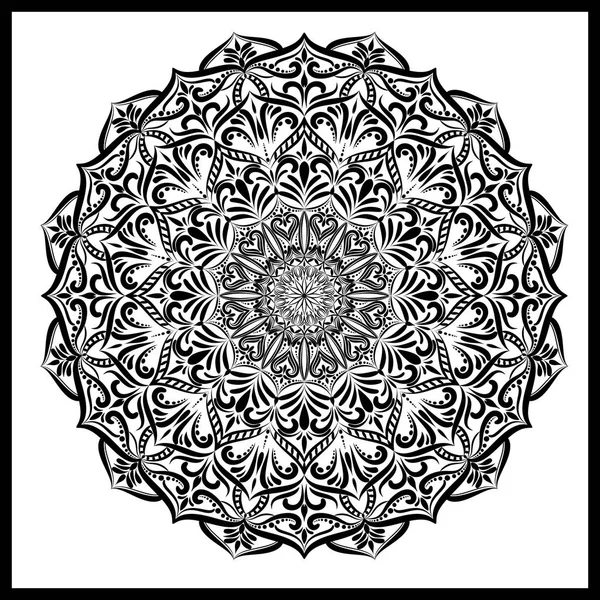 Vacker Mandala Svarta Toner Vit Bakgrund — Stock vektor