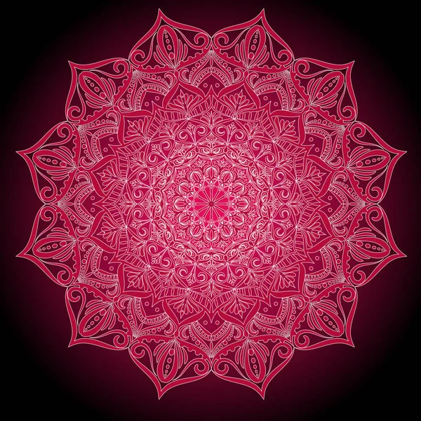 Bilden Vektor Mandala Rosa Toner Mörk Bakgrund — Stock vektor