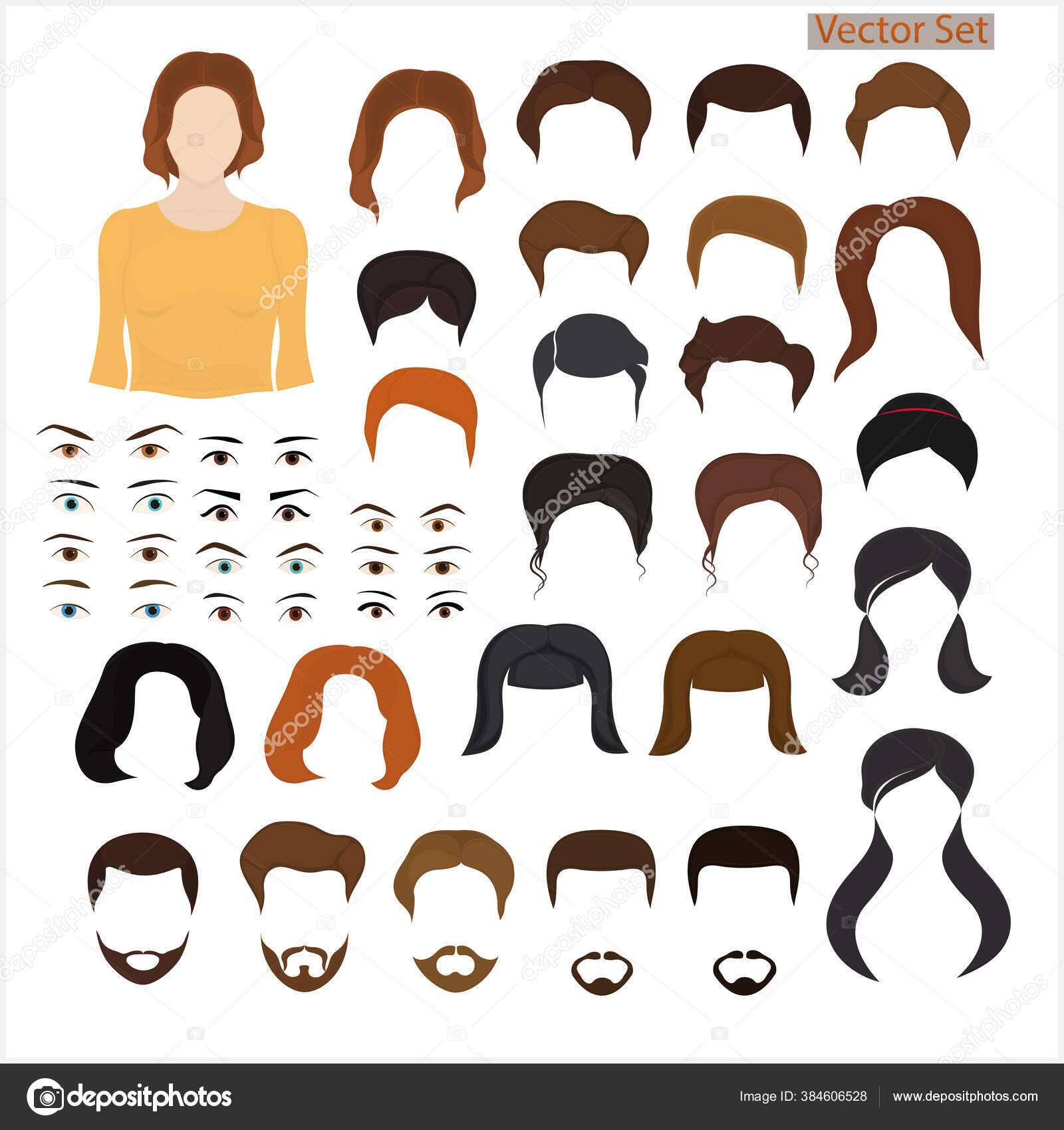 Braids hair vector cartoon set of female hairstyles isolated on white  background. Stock Vector | Adobe Stock