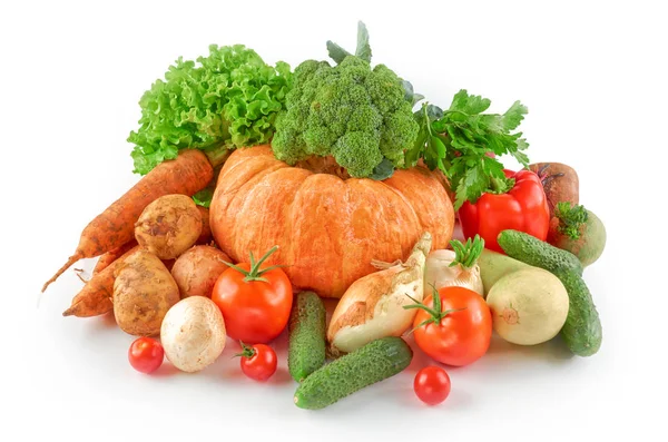 Food photography different vegetables isolated white background. Organic food background. — Stock Photo, Image