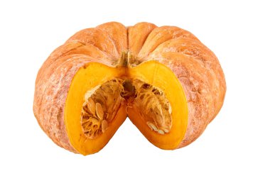 Taze dilimlenmiş kabak beyaz arka plan üzerinde izole. Organik gıdanın arka planı.