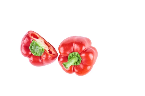 Fresh sliced peppers isolated on white background. The view from the top. Background of organic food. — Stock Photo, Image