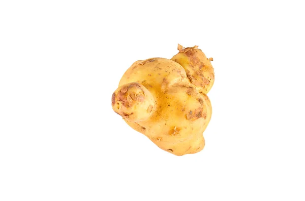 Čerstvé bílé brambory izolované na bílém pozadí. Pohled shora. Organické pozadí potravin. — Stock fotografie