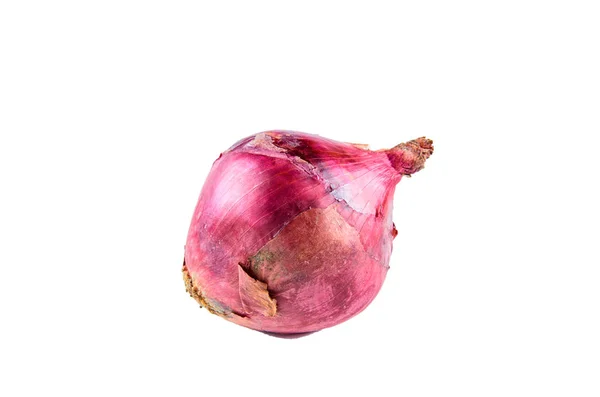 Fresh red onion on white background, top view. Organic food background. — Stock Photo, Image