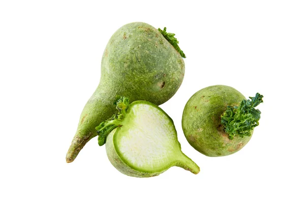 Φρέσκο πράσινο ραπανάκι απομονωμένο σε λευκό φόντο. Φόντο των βιολογικών τροφίμων. — Φωτογραφία Αρχείου