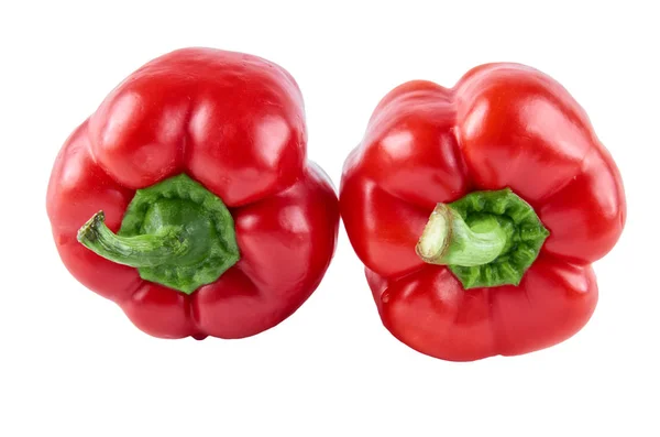 Duas pimentas frescas isoladas em fundo branco. Antecedentes dos alimentos biológicos . — Fotografia de Stock