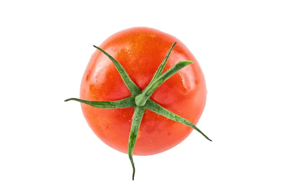Φρέσκια ντομάτα απομονωμένη σε λευκό φόντο. Φόντο των βιολογικών τροφίμων. — Φωτογραφία Αρχείου
