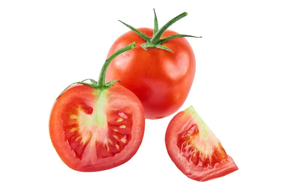 Tomates frescos en rodajas aislados sobre fondo blanco. Antecedentes de los alimentos ecológicos . —  Fotos de Stock