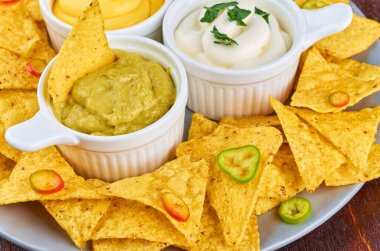 Nachos. Meksika yemeği konsepti.