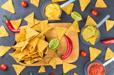 Nachos. Meksika yemeği konsepti.
