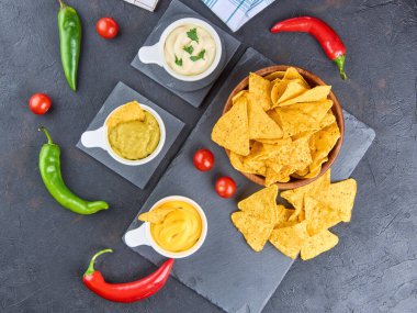 Nachos. Meksika yemeği konsepti.