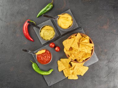Nachos. Meksika yemeği konsepti.